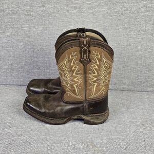 Durango Kids 8" Pull On Square Toe Western Boots Sz 3.5M